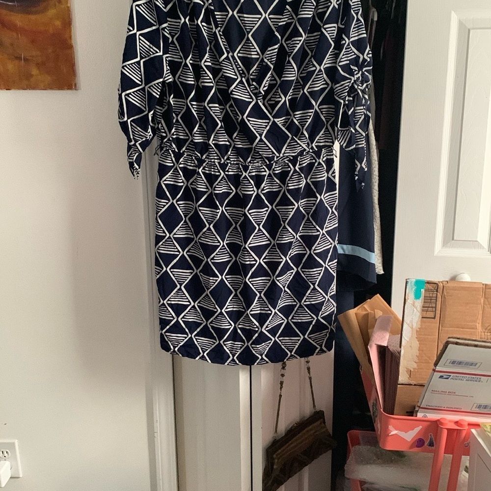 Old Navy Black and White Sheath Dress with Dolman Sleeves